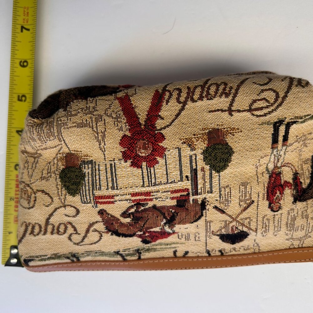 Royal Tapisserie Equestrian Tapestry Pouch Horse Hunt Scene Cosmetic Bag Zip - Picture 8 of 10